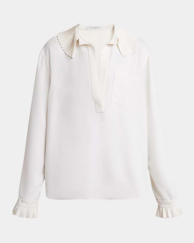 Pleated Ruffle Collared Blouse